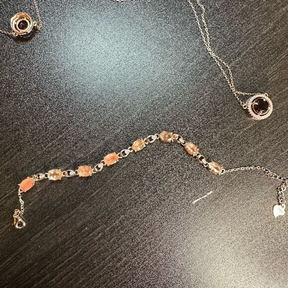 8ctw genuine sunstone set in rose gold tone/sterling silver tennis bracelet! - Picture 9 of 9